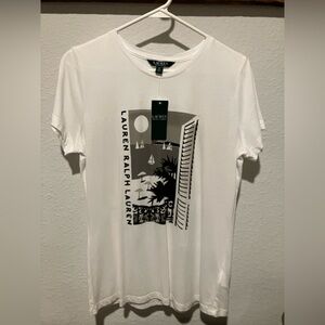 Ralph Lauren White Tee with Black and Gray Graphic